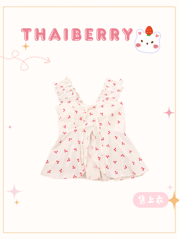 (現貨) 小紅花蝴蝶結上衣