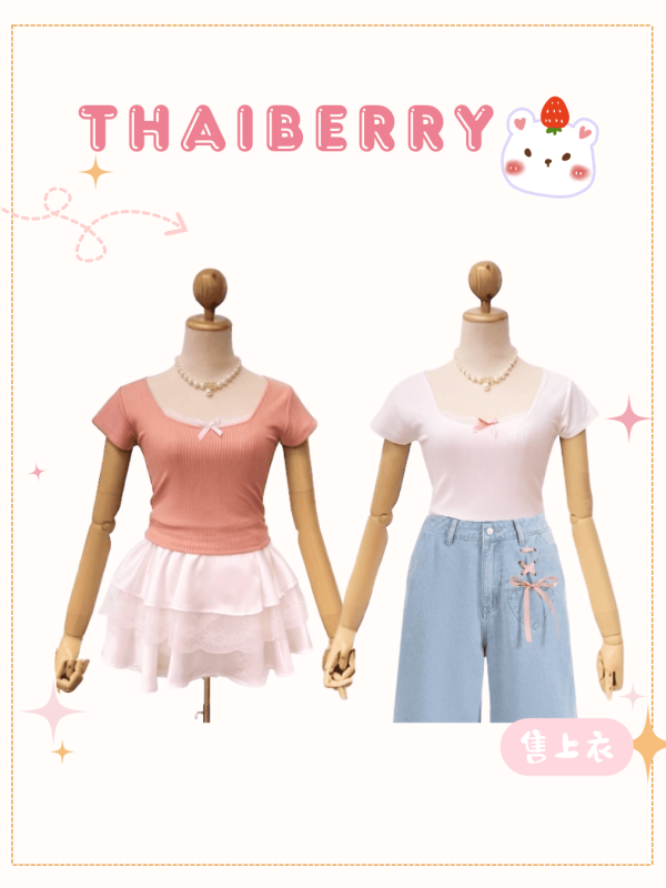 （現貨）蕾絲蝴蝶結短袖上衣