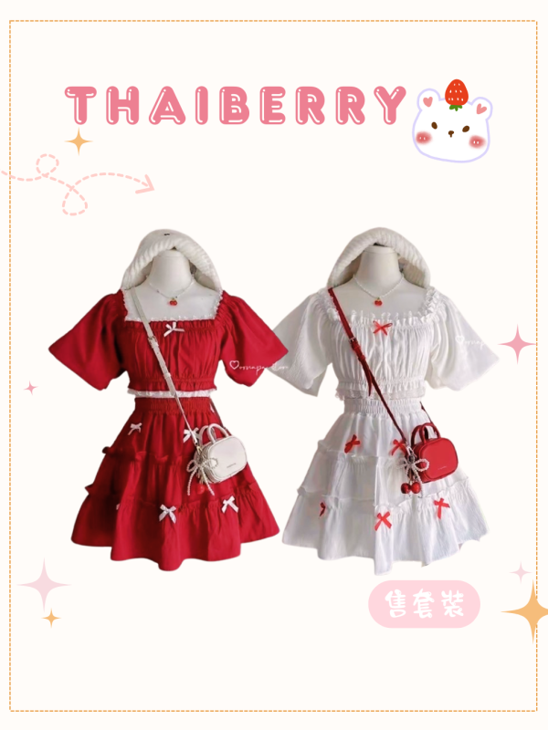 (預購) 泰國 新品 紅白蛋糕裙套裝