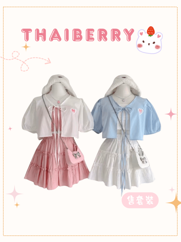 (預購) 泰國 短袖套裝 淺藍/粉白