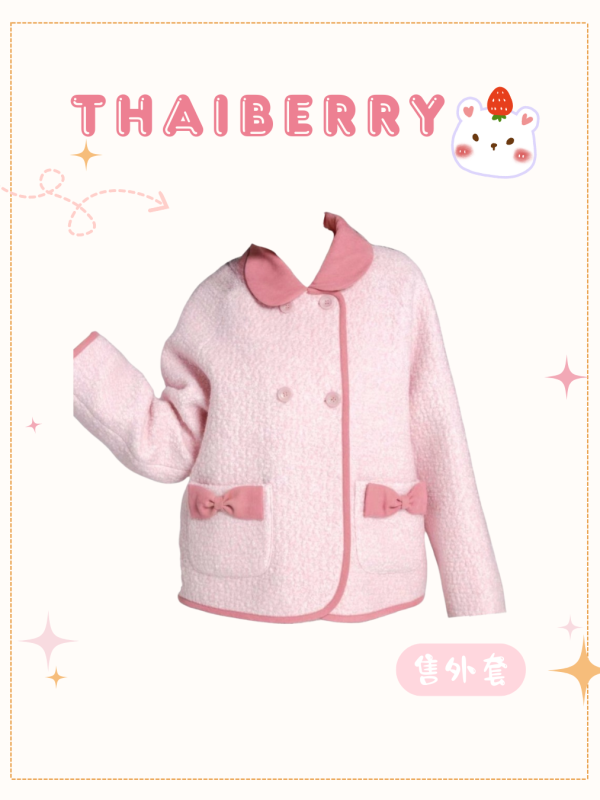 (預購) 粉色羊毛羔 蝴蝶結外套